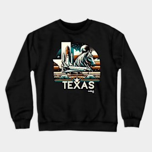 Texas Trailblazers: Cowboys & Cosmos - American Vintage Retro style USA State Crewneck Sweatshirt